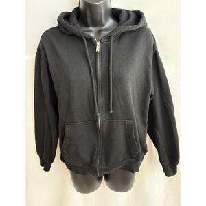 Divided Black Oversized Hoodie Size XS Basics Full Zip Front Pockets Sweatshirt